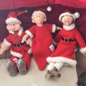 Set of Christmas Popeye, Olive Oil and Sweet Pea soft 12 “ vintage by PRESENTS